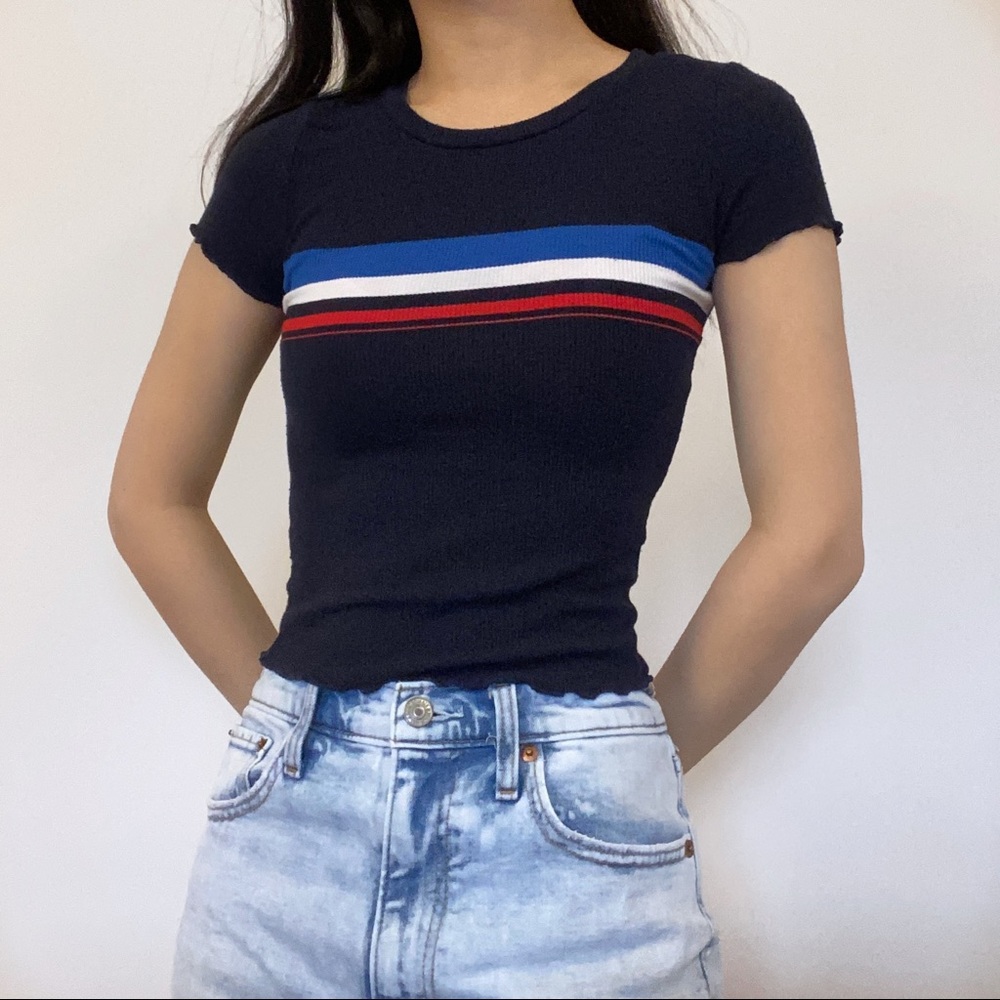 Blue striped baby tee shirt